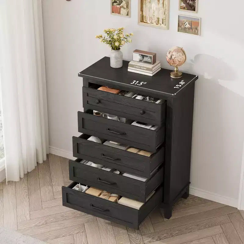 Freestanding 41.3 Tall Vertical Drawer Dresser with Storage , Wooden Closet Storage Chest for Living Room, Bedroom, Entryway, Bedroom