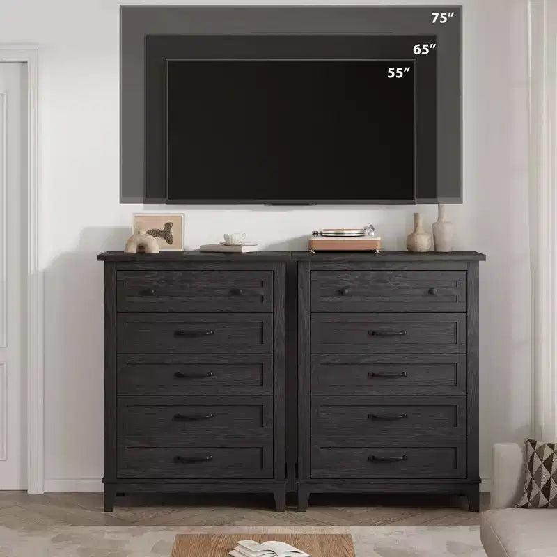 Freestanding 41.3 Tall Vertical Drawer Dresser with Storage , Wooden Closet Storage Chest for Living Room, Bedroom, Entryway, Bedroom