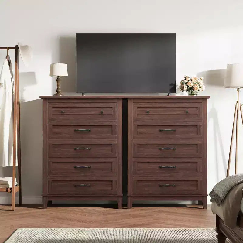 Freestanding 41.3 Tall Vertical Drawer Dresser with Storage , Wooden Closet Storage Chest for Living Room, Bedroom, Entryway, Bedroom