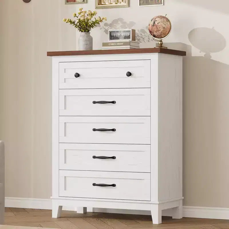 Freestanding 41.3 Tall Vertical Drawer Dresser with Storage , Wooden Closet Storage Chest for Living Room, Bedroom, Entryway, Bedroom