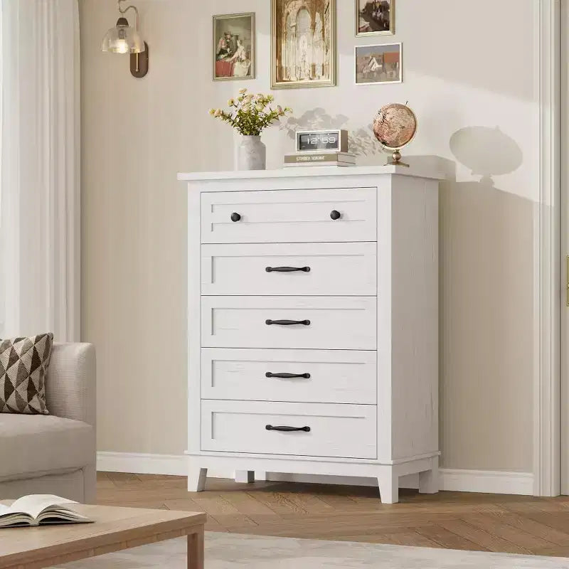 Freestanding 41.3 Tall Vertical Drawer Dresser with Storage , Wooden Closet Storage Chest for Living Room, Bedroom, Entryway, Bedroom
