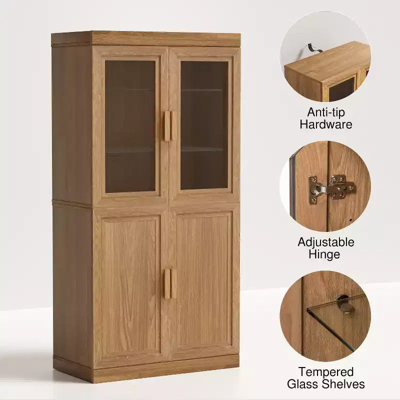 PexFix Freestanding Wood Pantry Cabinet Kitchen Storage Organizer With Shelves & Doors Large Capacity