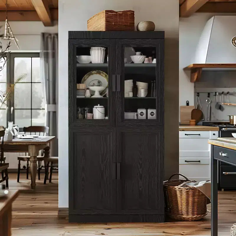 PexFix Freestanding Wood Pantry Cabinet Kitchen Storage Organizer With Shelves & Doors Large Capacity