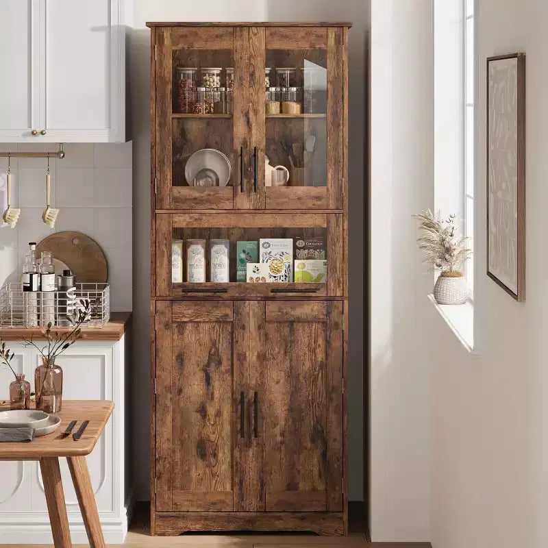 DobleePy Tall Bathroom Floor Cabinet, Freestanding Kitchen Storage Unit with Doors & Adjustable Shelves, 60 x 30 x 170 cm