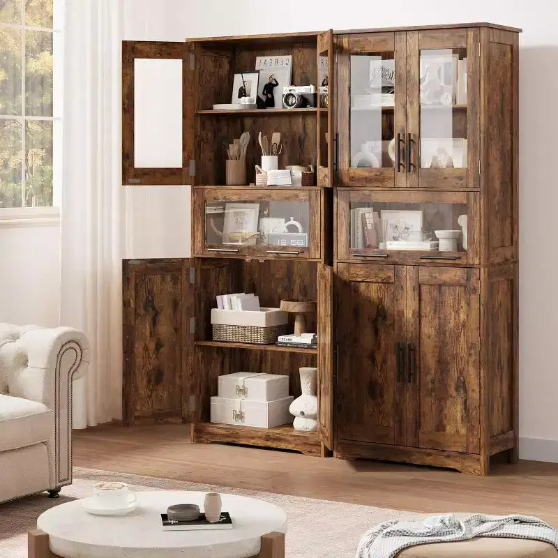 DobleePy Tall Bathroom Floor Cabinet, Freestanding Kitchen Storage Unit with Doors & Adjustable Shelves, 60 x 30 x 170 cm
