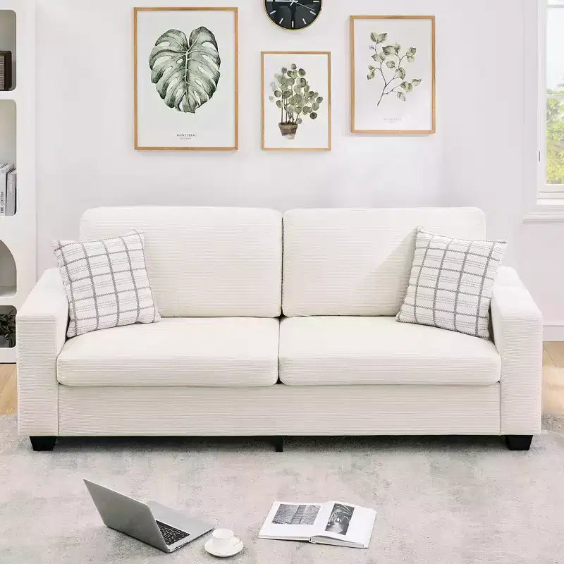 83 Comfy Corduroy Couches, Modern Upholstered Sofa with Wide Armrests, Cloud Couch with Deep Seat Sofa