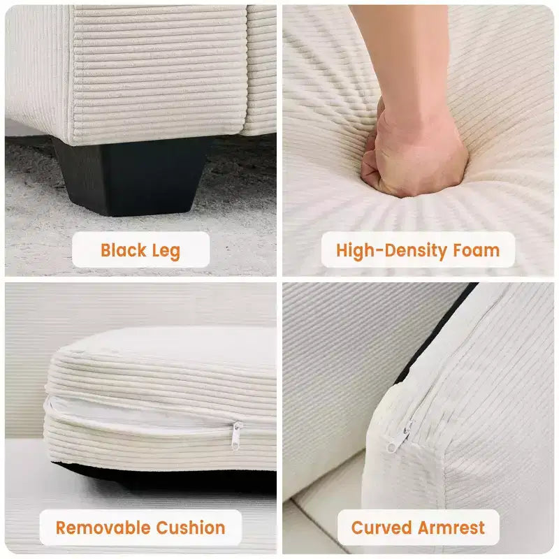 83 Comfy Corduroy Couches, Modern Upholstered Sofa with Wide Armrests, Cloud Couch with Deep Seat Sofa