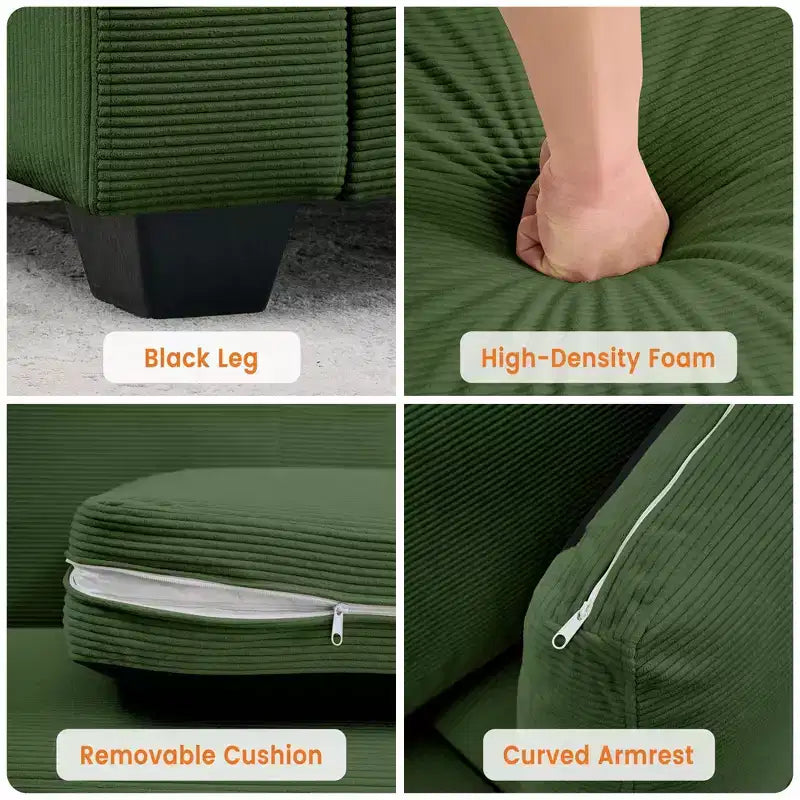 83 Comfy Corduroy Couches, Modern Upholstered Sofa with Wide Armrests, Cloud Couch with Deep Seat Sofa