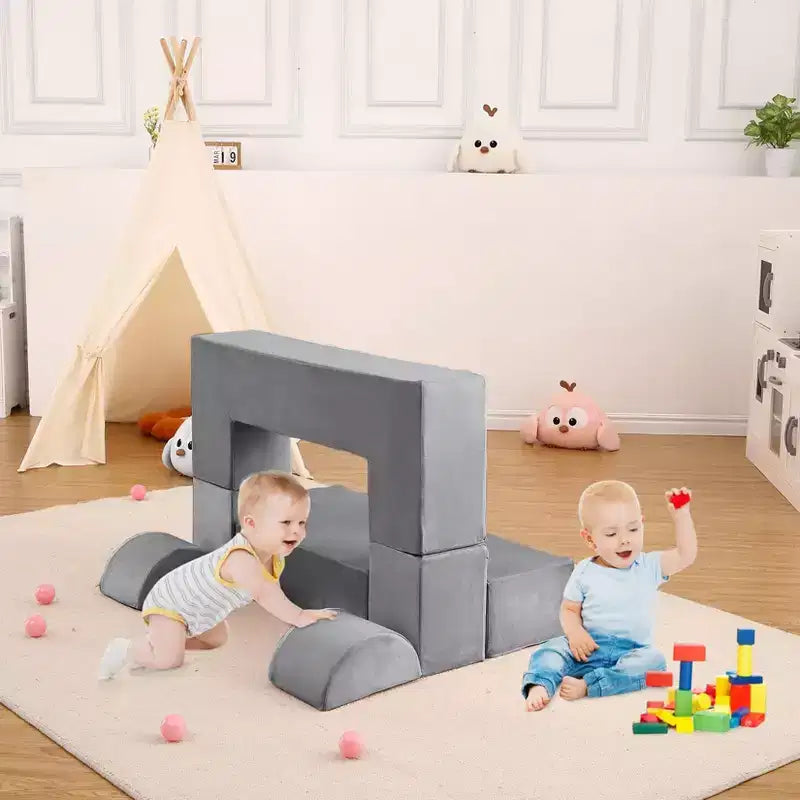 6-Piece Modular Kids Play Couch, Convertible Toddler Foam Sofa with Removable Cover for Bedroom & Playroom