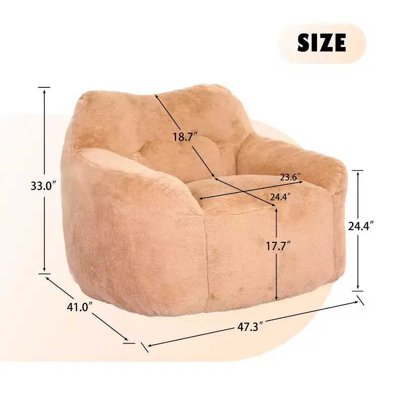 MAYEERTY Bean Bag Sofa Chair with Armrests High Density Foam Lazy Comfortable for Adults Living Room Bedroom Reading