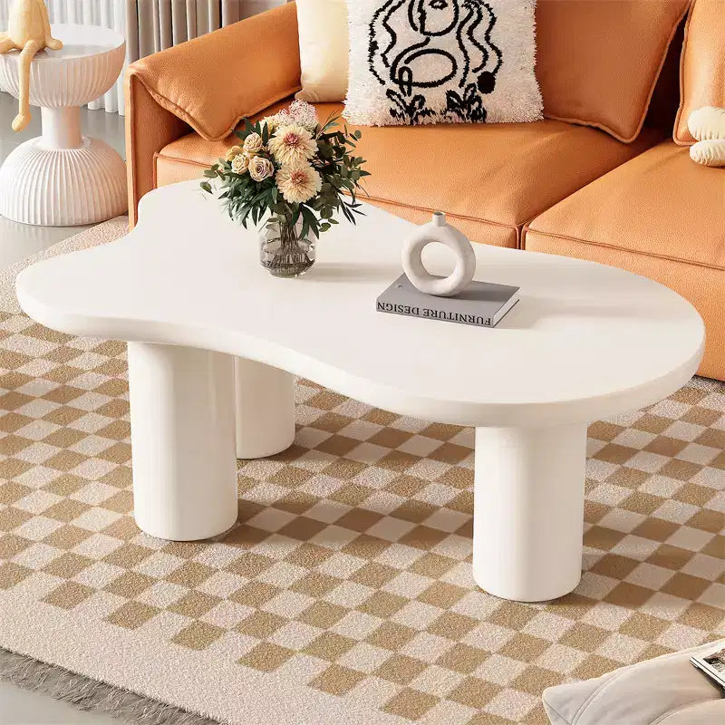 Cloud Shape Coffee Table for Living Room, Cute Accent Table with 3 Legs, Round Corner Irregular Side Table for Small Spaces, Easy to Assemble