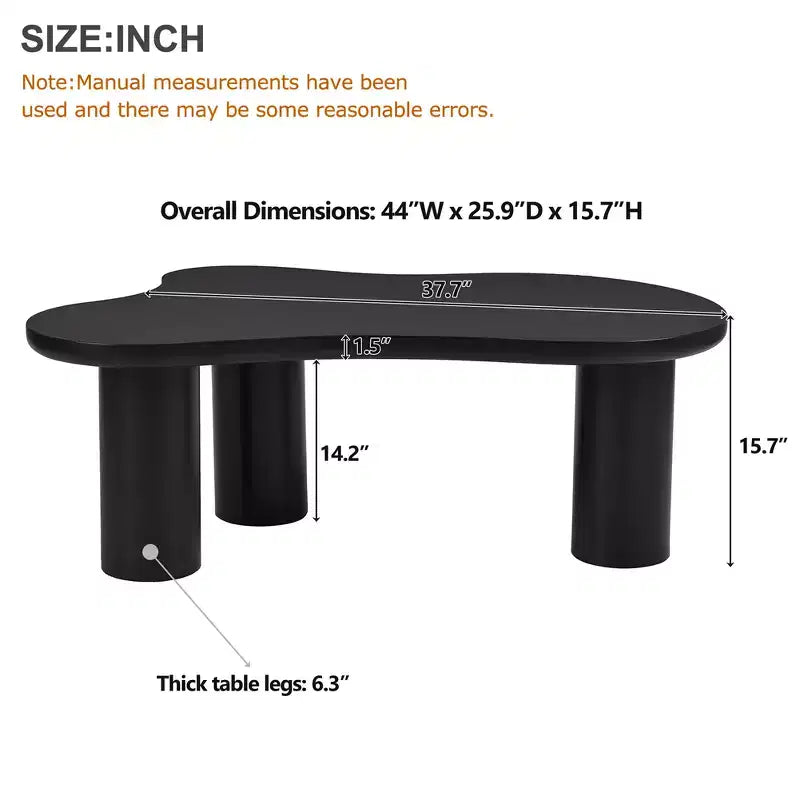Cloud Shape Coffee Table for Living Room, Cute Accent Table with 3 Legs, Round Corner Irregular Side Table for Small Spaces, Easy to Assemble