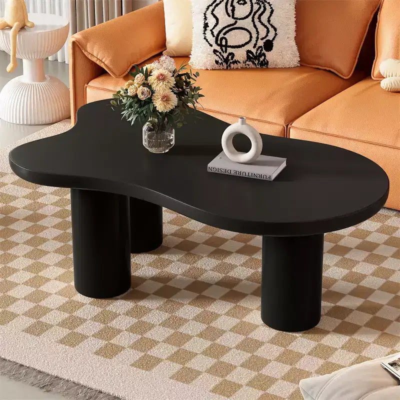 Cloud Shape Coffee Table for Living Room, Cute Accent Table with 3 Legs, Round Corner Irregular Side Table for Small Spaces, Easy to Assemble