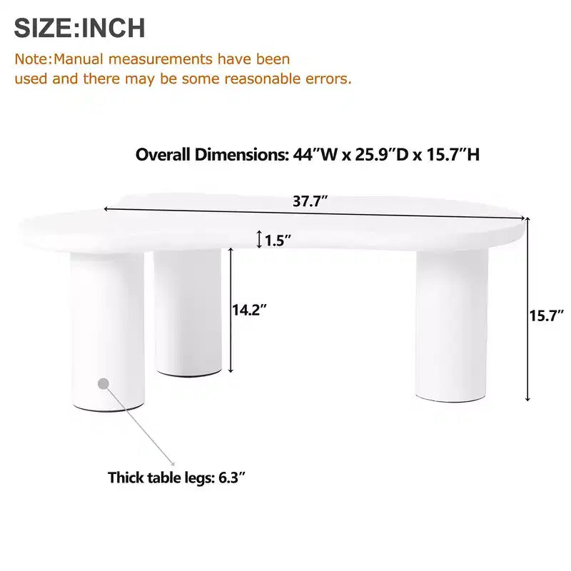 Cloud Shape Coffee Table for Living Room, Cute Accent Table with 3 Legs, Round Corner Irregular Side Table for Small Spaces, Easy to Assemble
