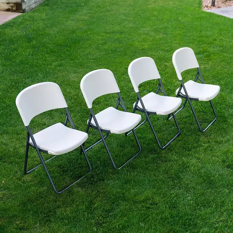 Lifetime Light Commercial Loop Leg Folding Chair, 4 -Pack, White (80155)
