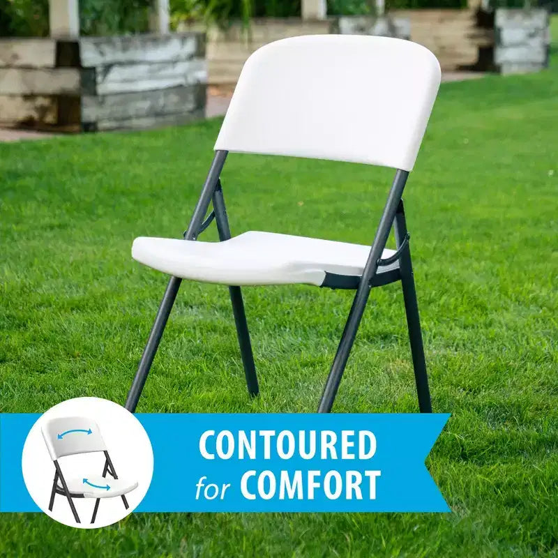 Lifetime Light Commercial Loop Leg Folding Chair, 4 -Pack, White (80155)