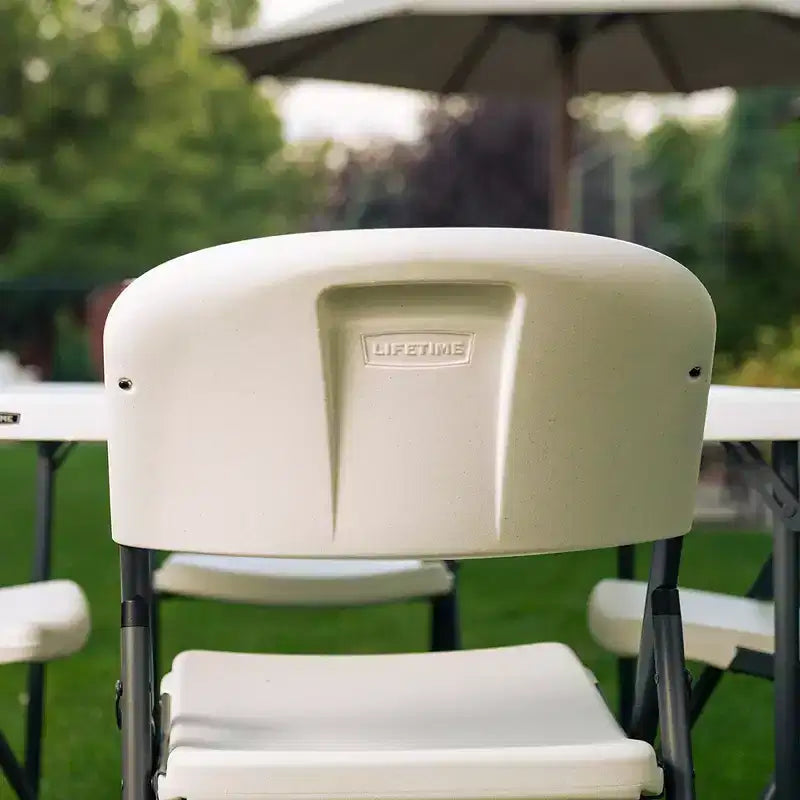 Lifetime Light Commercial Loop Leg Folding Chair, 4 -Pack, White (80155)
