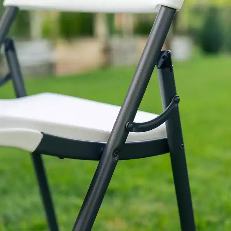 Lifetime Light Commercial Loop Leg Folding Chair, 4 -Pack, White (80155)