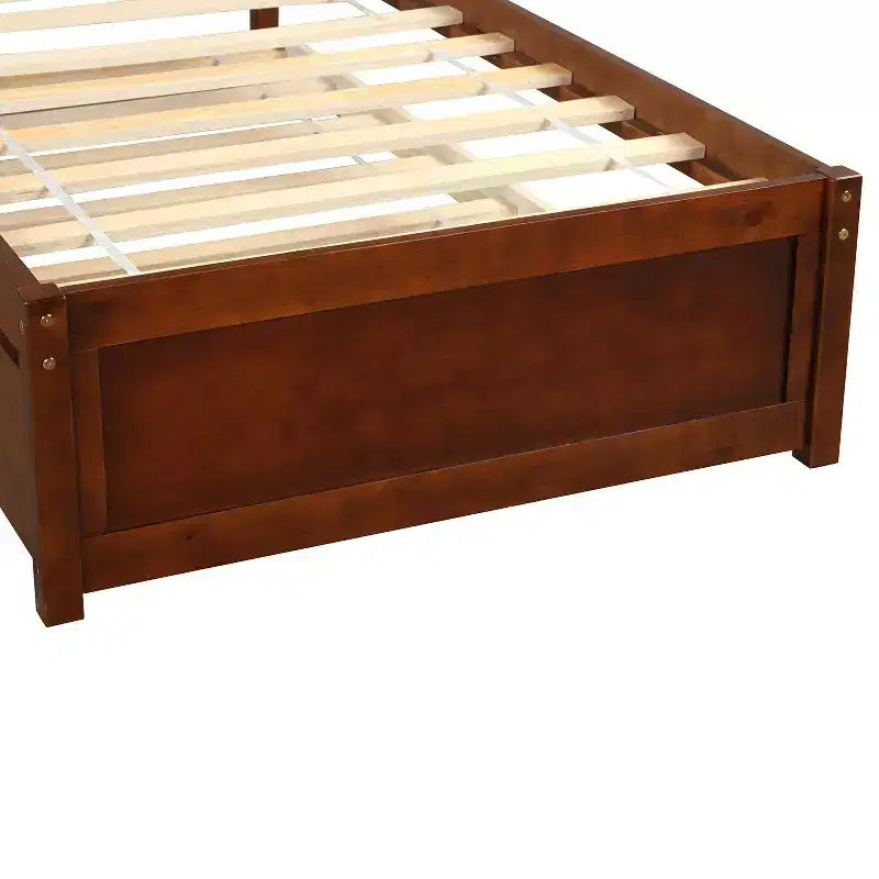 Twin size Platform Bed Wood Bed Frame with Trundle Espresso