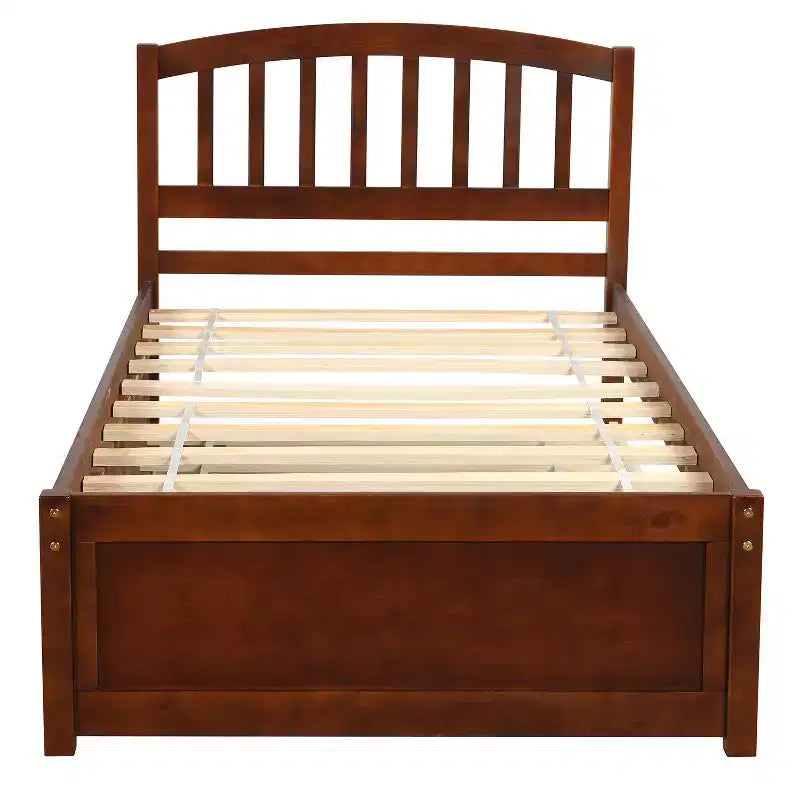 Twin size Platform Bed Wood Bed Frame with Trundle Espresso