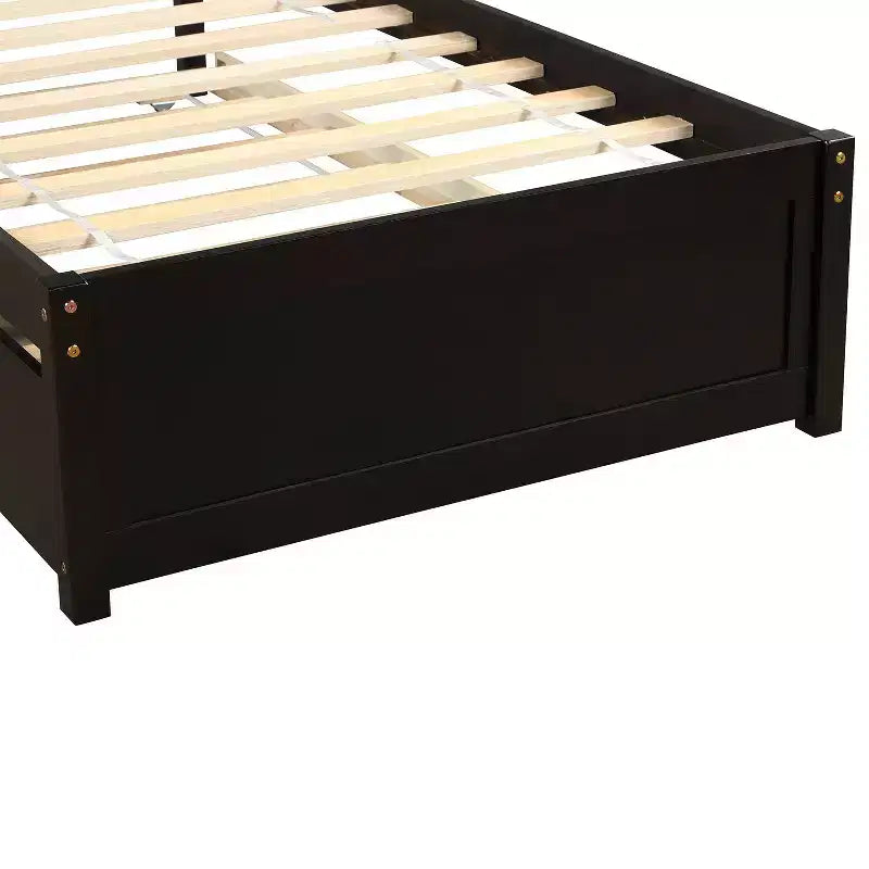 Twin size Platform Bed Wood Bed Frame with Trundle Espresso