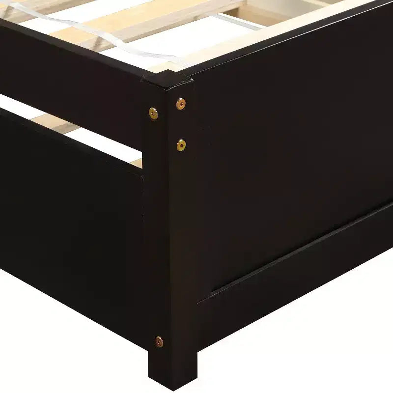 Twin size Platform Bed Wood Bed Frame with Trundle Espresso