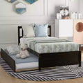 Twin size Platform Bed Wood Bed Frame with Trundle Espresso
