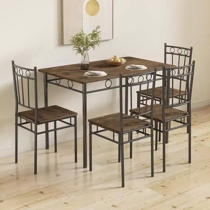 Dyonery Dining Table Set for 4, 5-Piece Rectangular Kitchen Table Chair Set for Small Space,Dinette,Apartment