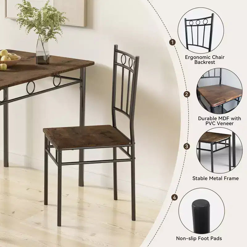 Dyonery Dining Table Set for 4, 5-Piece Rectangular Kitchen Table Chair Set for Small Space,Dinette,Apartment