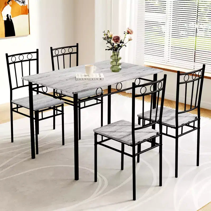 Dyonery Dining Table Set for 4, 5-Piece Rectangular Kitchen Table Chair Set for Small Space,Dinette,Apartment
