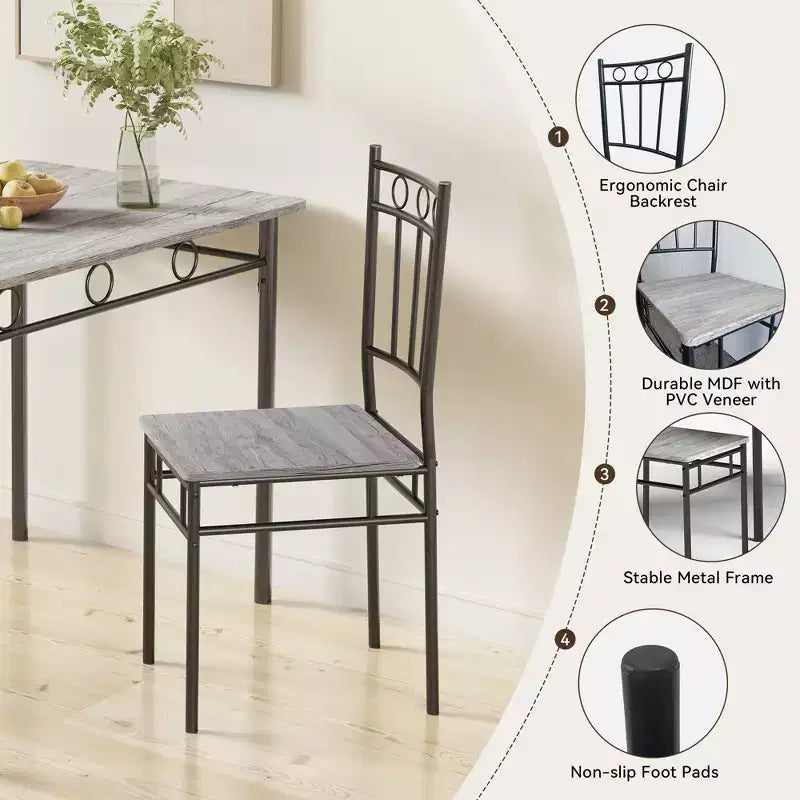 Dyonery Dining Table Set for 4, 5-Piece Rectangular Kitchen Table Chair Set for Small Space,Dinette,Apartment