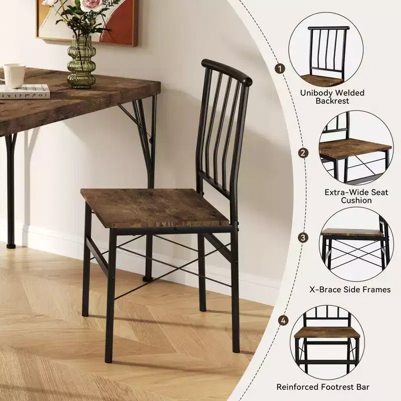 Dyonery Dining Table Set for 4, 5-Piece Rectangular Kitchen Table Chair Set for Small Space,Dinette,Apartment