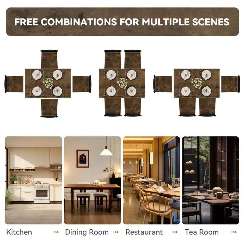 Dyonery Dining Table Set for 4, 5-Piece Rectangular Kitchen Table Chair Set for Small Space,Dinette,Apartment
