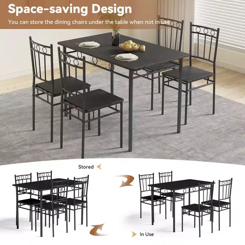 Dyonery Dining Table Set for 4, 5-Piece Rectangular Kitchen Table Chair Set for Small Space,Dinette,Apartment