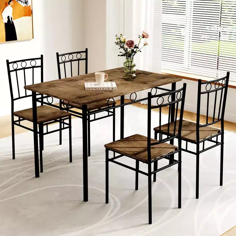 Dyonery Dining Table Set for 4, 5-Piece Rectangular Kitchen Table Chair Set for Small Space,Dinette,Apartment