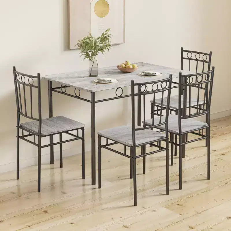 Dyonery Dining Table Set for 4, 5-Piece Rectangular Kitchen Table Chair Set for Small Space,Dinette,Apartment