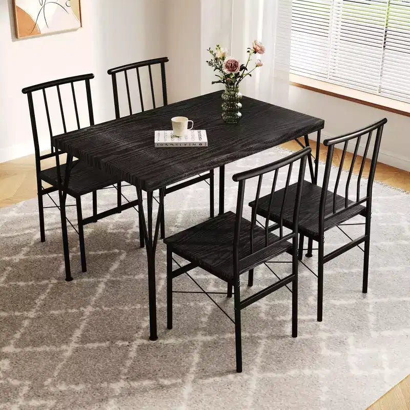 Dyonery Dining Table Set for 4, 5-Piece Rectangular Kitchen Table Chair Set for Small Space,Dinette,Apartment