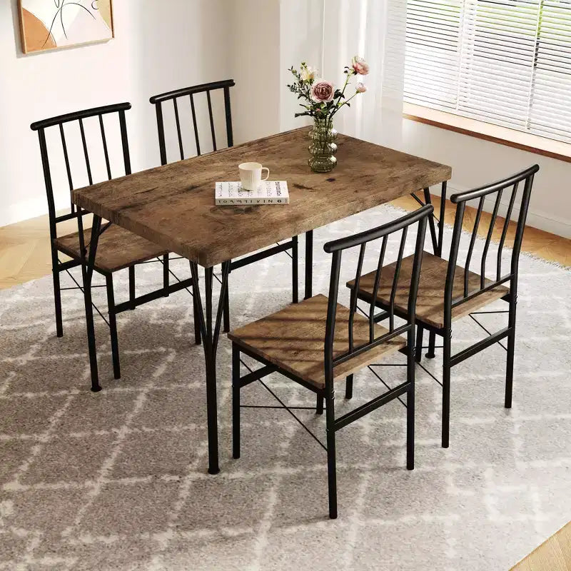 Dyonery Dining Table Set for 4, 5-Piece Rectangular Kitchen Table Chair Set for Small Space,Dinette,Apartment