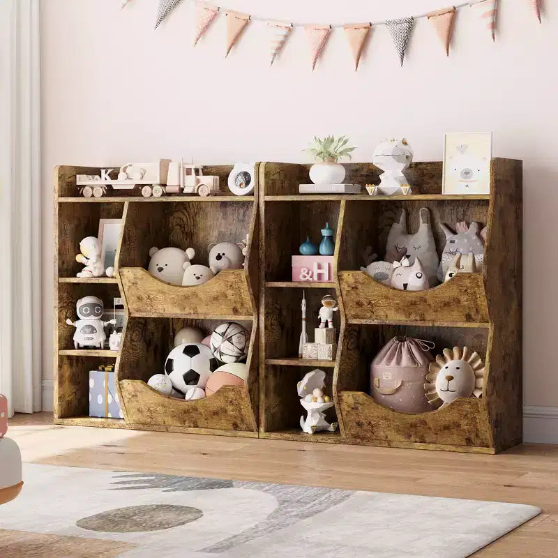 Kids Bookshelf and Toy Storage, 3 Tier Toy Storage Organizer, 5 Cube Storage Cabinet, Toddler Bookshelf