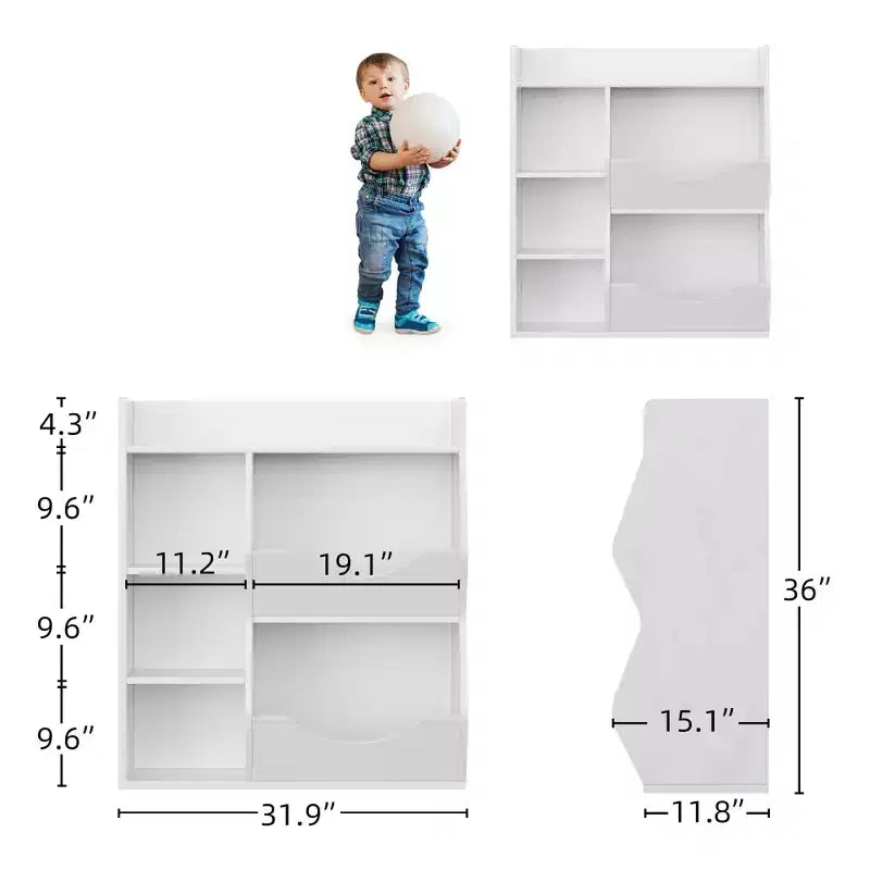 Kids Bookshelf and Toy Storage, 3 Tier Toy Storage Organizer, 5 Cube Storage Cabinet, Toddler Bookshelf