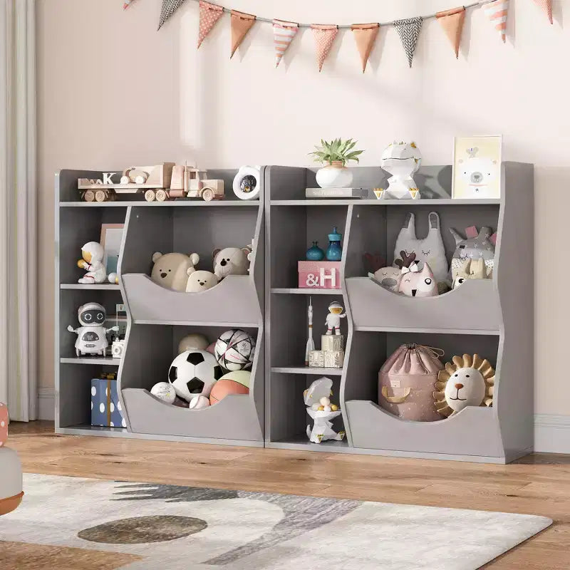 Kids Bookshelf and Toy Storage, 3 Tier Toy Storage Organizer, 5 Cube Storage Cabinet, Toddler Bookshelf