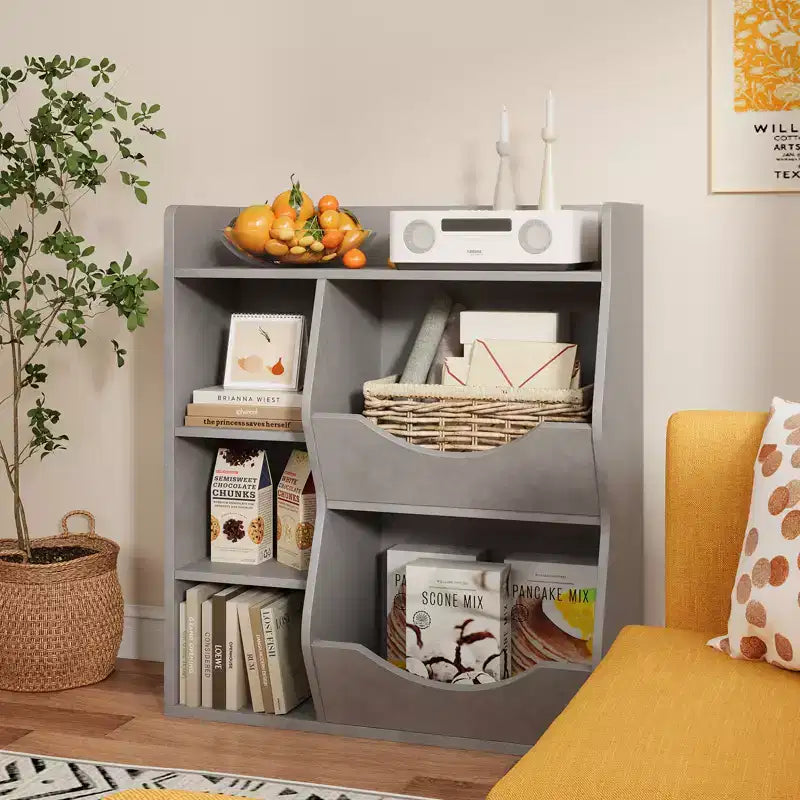 Kids Bookshelf and Toy Storage, 3 Tier Toy Storage Organizer, 5 Cube Storage Cabinet, Toddler Bookshelf