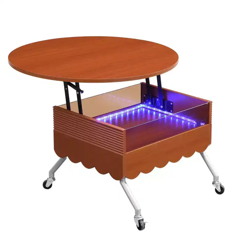 Okak 4-Pc Modular Rattan Coffee Table, Convertible Round/Square with Storage, Solid Wood & Weaving Center Table for Living Room