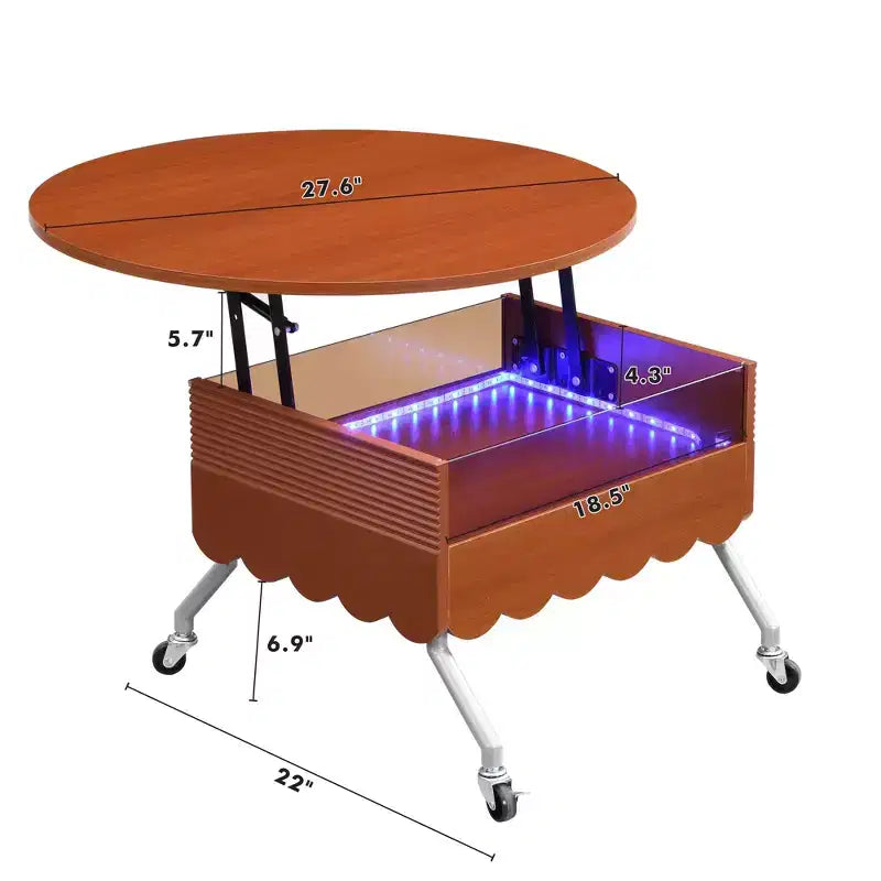 Okak 4-Pc Modular Rattan Coffee Table, Convertible Round/Square with Storage, Solid Wood & Weaving Center Table for Living Room