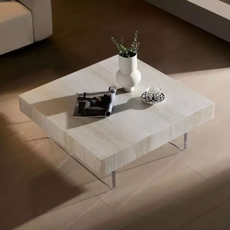 Okak Modern Wave-Edge Coffee Side Table Set of 2, Fiberglass & No Assembly End Tables, Apartment Size for Living Room & Bedroom