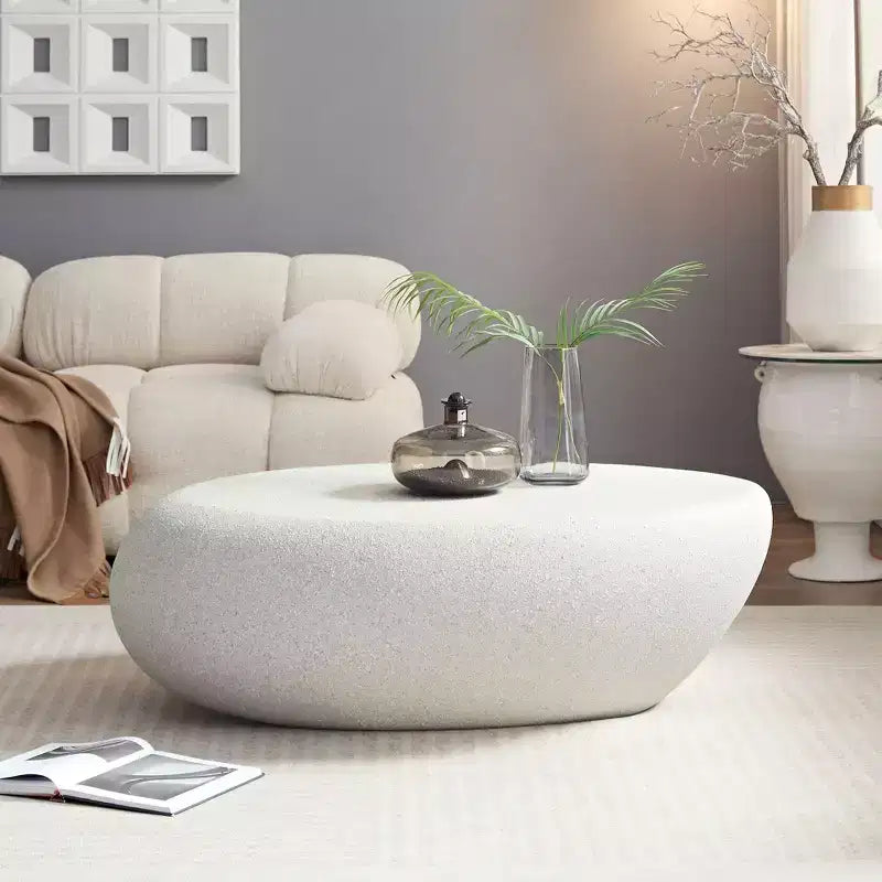 Okak Modern Wave-Edge Coffee Side Table Set of 2, Fiberglass & No Assembly End Tables, Apartment Size for Living Room & Bedroom
