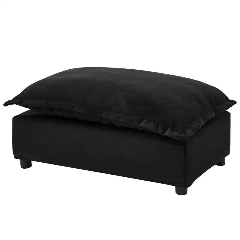 Whisen Chenille Armchair Sofa with Movable Ottoman, Wide Seat, Curved Armrests and Soft Pillows
