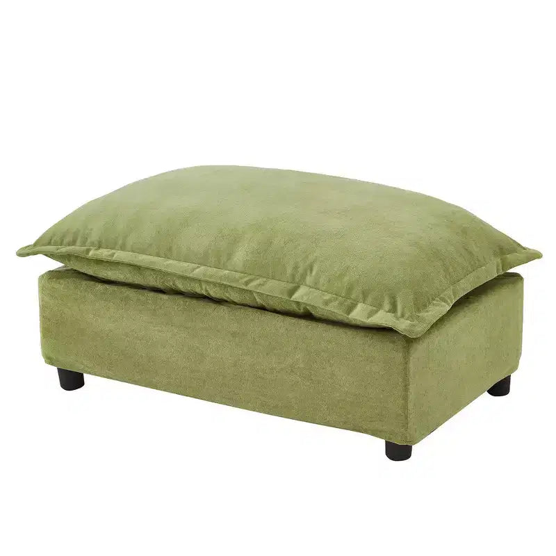 Whisen Chenille Armchair Sofa with Movable Ottoman, Wide Seat, Curved Armrests and Soft Pillows