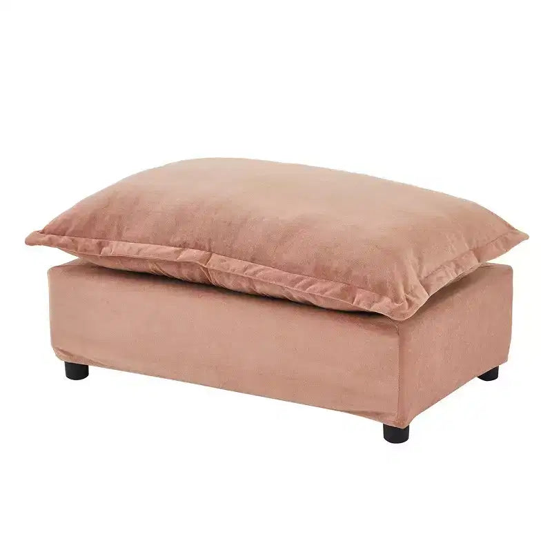 Whisen Chenille Armchair Sofa with Movable Ottoman, Wide Seat, Curved Armrests and Soft Pillows