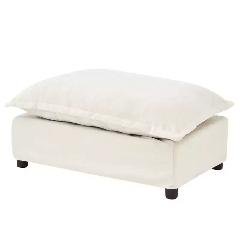 Whisen Chenille Armchair Sofa with Movable Ottoman, Wide Seat, Curved Armrests and Soft Pillows